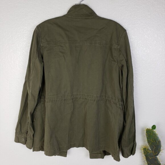 CASLON Jacket Oversized Utility Cargo Snap Army Green size S Military Shacket - Picture 8 of 13
